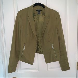 Grace Elements Green Blazer size 8 open front with functional zipper pockets